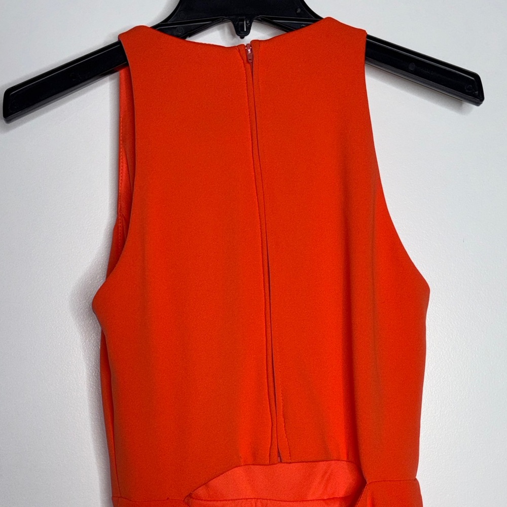 Aqua Vibrant Orange Ruched Midi Dress - Picture 5 of 8